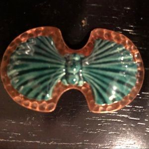 Vintage Turquoise Ceramic Copper Brooch Pin